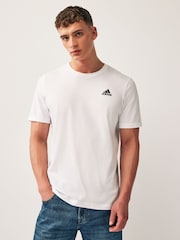 adidas White Essentials Single Jersey Embroidered Small Logo 100% Cotton T-Shirt - Image 1 of 7