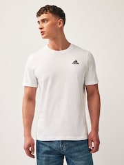 adidas White Essentials Single Jersey Embroidered Small Logo 100% Cotton T-Shirt - Image 4 of 7