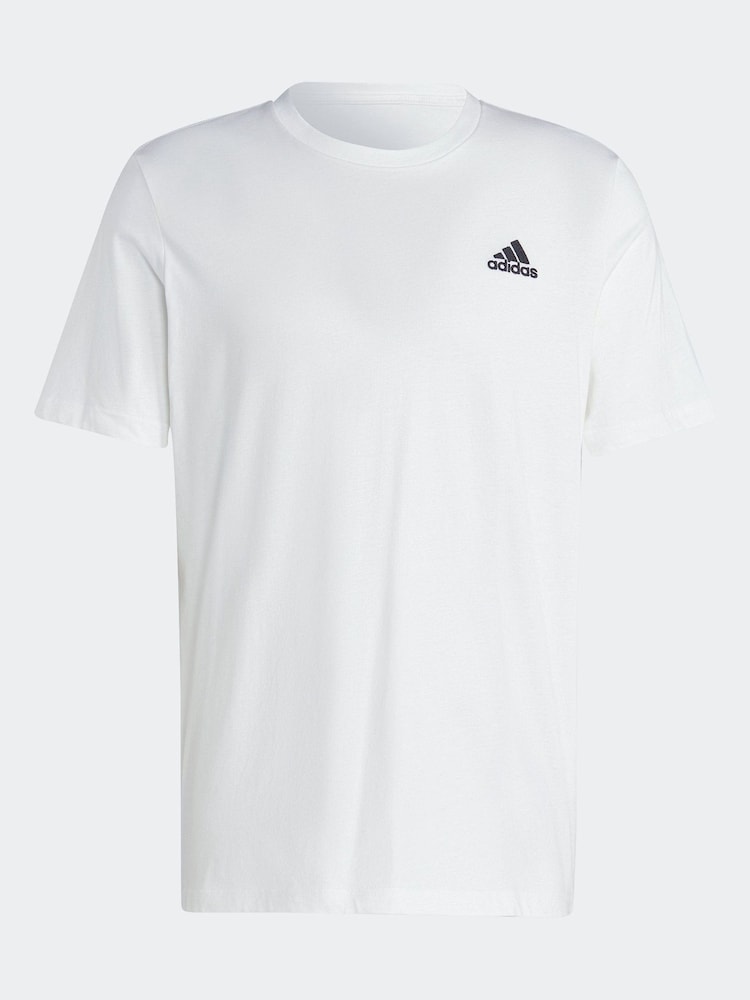 adidas White Essentials Single Jersey Embroidered Small Logo 100% Cotton T-Shirt - Image 7 of 7 adidas White Essentials Single Jersey Embroidered Small Logo 100% Cotton T-Shirt - Image 7 of 7