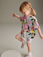 Pink Disney Mickey & Minnie T-Shirt and Cycle Short Set (3mths-7yrs) - Image 1 of 7