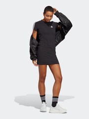 adidas Black Sportswear Essentials 3-Stripes Single Jersey Fitted Tee Dress - Image 3 of 7