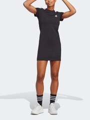 adidas Black Sportswear Essentials 3-Stripes Single Jersey Fitted Tee Dress - Image 4 of 7