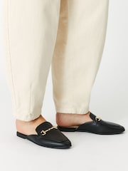 Accessorize Black Backless Metal Bar Loafers - Image 1 of 3