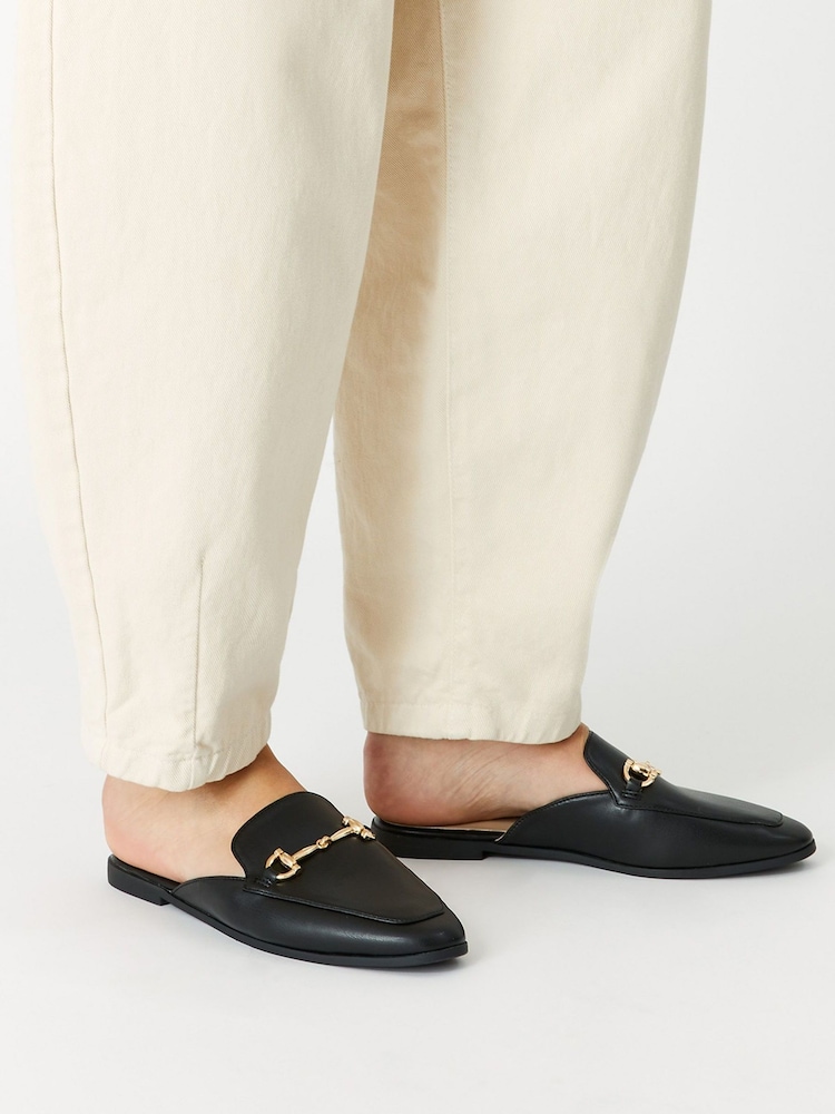 Accessorize Black Backless Metal Bar Loafers - Image 1 of 3