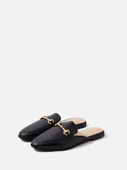 Accessorize Black Backless Metal Bar Loafers - Image 2 of 3