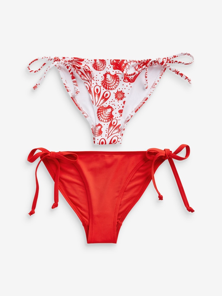 White/Red Shell Bikini Bottoms 2 Pack - Image 1 of 10
