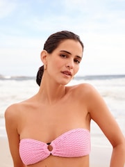 Pink Crochet Bandeau Bikini Top - Image 1 of 6