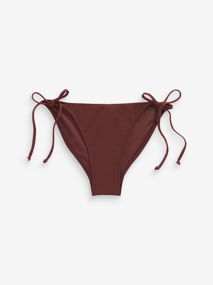 Czekoladowy brąz - Dół bikini z wiązaniem po bokach - Image 5 of 6