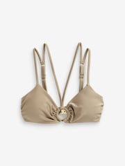 Taupe Brown High Shine Strappy Ring Bikini Top - Image 5 of 6