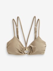 Taupe Brown High Shine Strappy Ring Bikini Top - Image 6 of 6