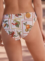 White Fruit Print Scalloped High Leg Bikini Briefs - Image 3 of 5
