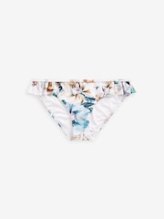White Floral Frill High Leg Bikini Bottoms - Image 6 of 6
