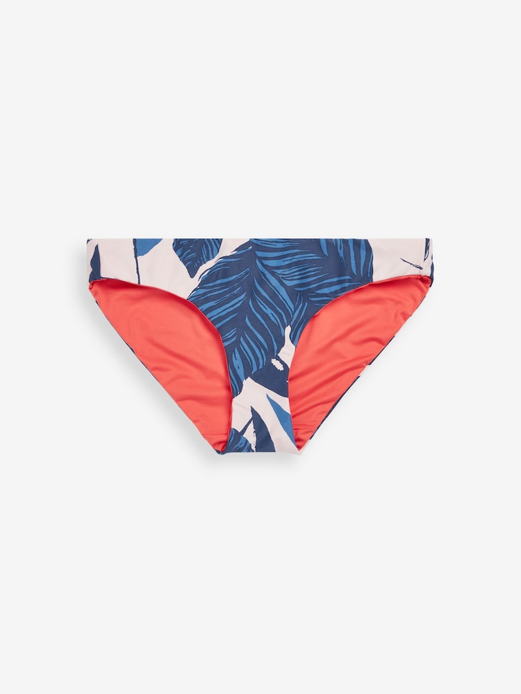 Blue Leaf/Coral Pink Reversible High Leg Bikini Bottoms - Image 1 of 6