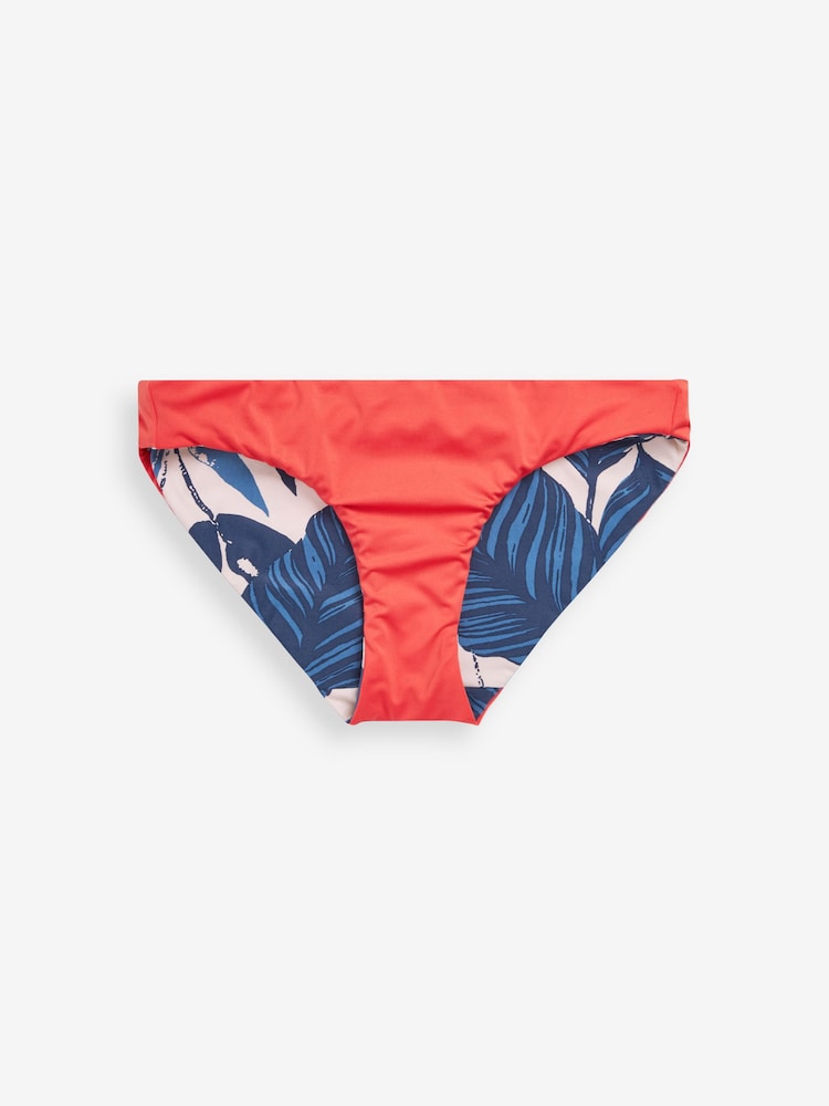 Blue Leaf/Coral Pink Reversible High Leg Bikini Bottoms - Image 10 of 10 Blue Leaf/Coral Pink Reversible High Leg Bikini Bottoms - Image 10 of 10