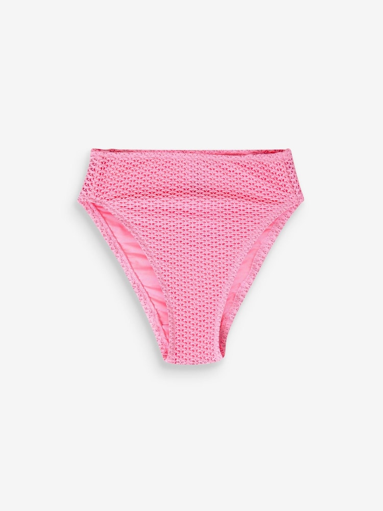 Pink Crochet High Waist High Leg Bikini Bottoms - Image 5 of 5 Pink Crochet High Waist High Leg Bikini Bottoms - Image 5 of 5