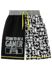 Character Black Gaming Board Born To Be A Gamer Swim Shorts - Image 1 of 3