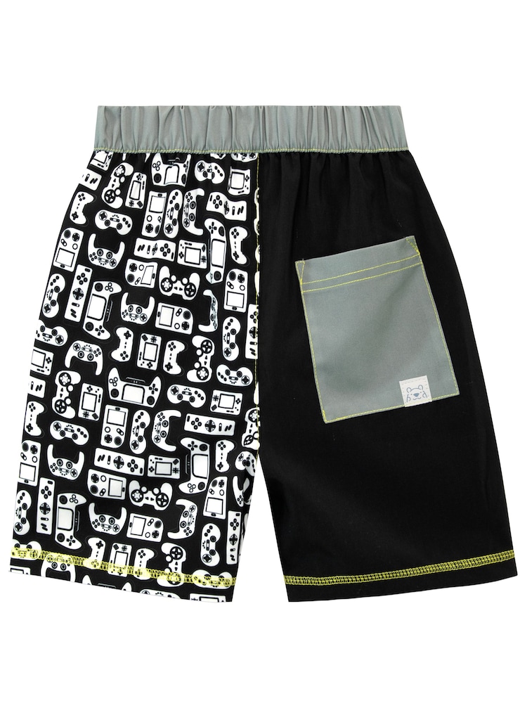 Character Black Gaming Board Born To Be A Gamer Swim Shorts - Image 2 of 3