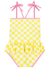 Character Yellow Pattern Checker Board Flower Swimsuit - Image 2 of 9
