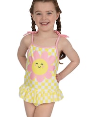 Character Yellow Pattern Checker Board Flower Swimsuit - Image 6 of 9