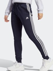 adidas Blue Sportswear Essentials 3-Stripes French Terry Cuffed Joggers - Image 1 of 6