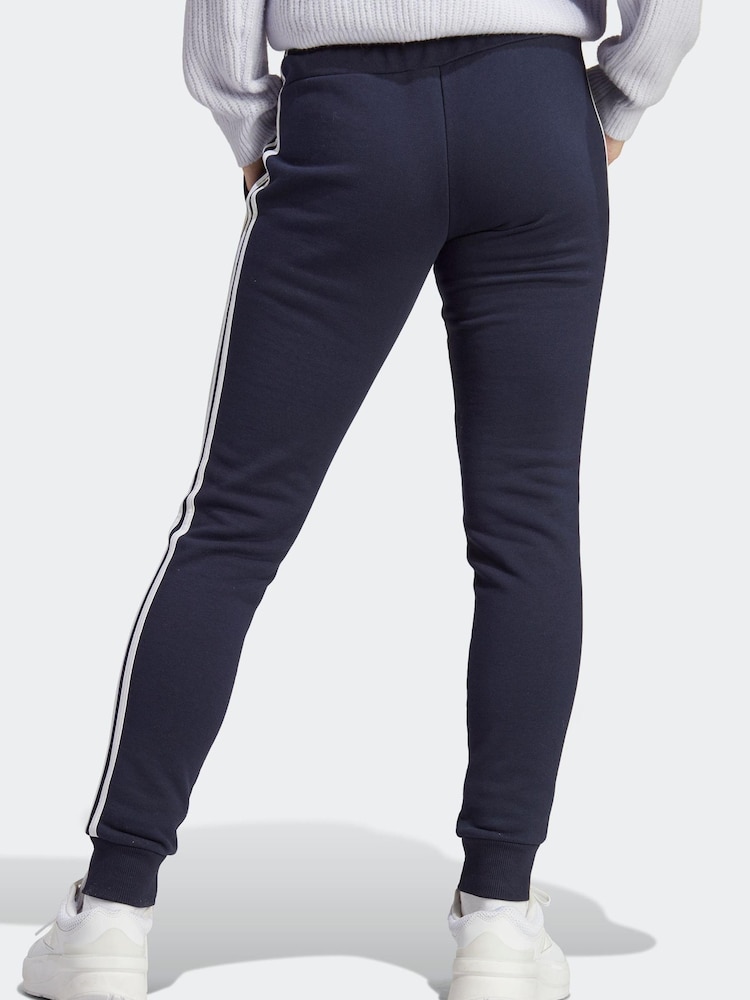 adidas Blue Sportswear Essentials 3-Stripes French Terry Cuffed Joggers - Image 2 of 6