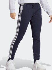 adidas Blue Sportswear Essentials 3-Stripes French Terry Cuffed Joggers - Image 3 of 6