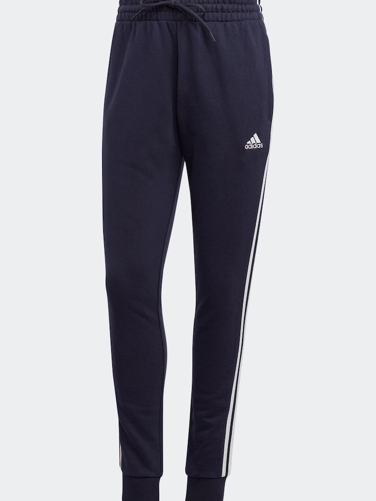 adidas Blue Sportswear Essentials 3-Stripes French Terry Cuffed Joggers - Image 6 of 6