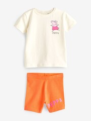 Orange Peppa Pig Short Sleeve T-Shirt and Cycle Short Set (3mths-7yrs) - Image 5 of 6