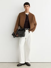 Reiss Tobacco Brown Canonbury Wool-Blend Zip-Through Bomber Jacket - Image 3 of 7