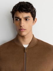 Reiss Tobacco Brown Canonbury Wool-Blend Zip-Through Bomber Jacket - Image 6 of 7