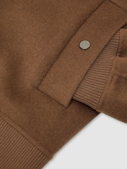 Reiss Tobacco Brown Canonbury Wool-Blend Zip-Through Bomber Jacket - Image 7 of 7