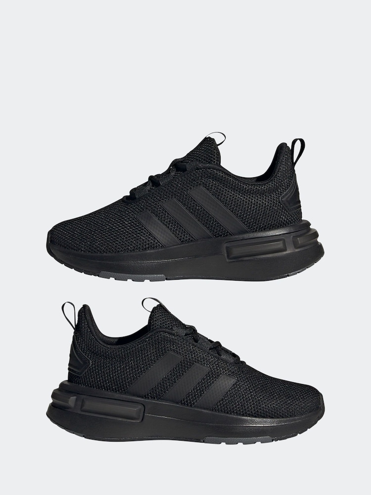 adidas Dark Black Racer Trainers - Image 5 of 9