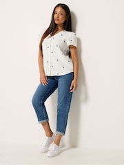 M&Co White Petite Short Sleeve Button Through Blouse - Image 1 of 5
