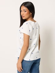 M&Co White Petite Short Sleeve Button Through Blouse - Image 3 of 5