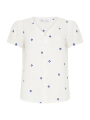 M&Co White Petite Short Sleeve Button Through Blouse - Image 5 of 5