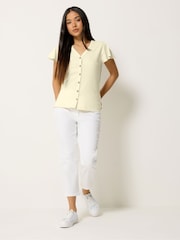 M&Co Yellow Petite Button Frill Blouse - Image 2 of 5