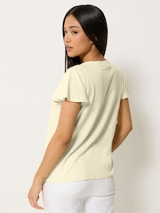 M&Co Yellow Petite Button Frill Blouse - Image 3 of 5