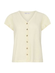 M&Co Yellow Petite Button Frill Blouse - Image 5 of 5