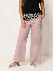 M&Co Pink Petite Carpenter Wide Leg Trousers - Image 1 of 5