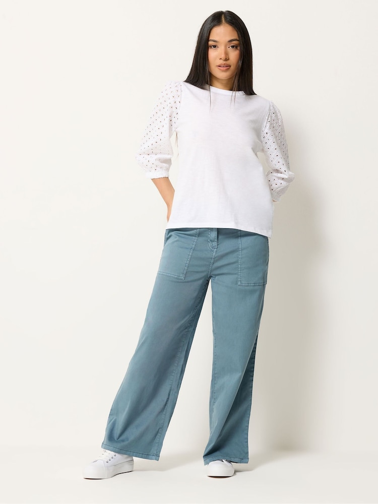 M&Co Blue Petite Wide Leg Cargo Trousers - Image 1 of 5 M&Co Blue Petite Wide Leg Cargo Trousers - Image 1 of 5
