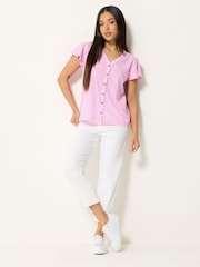 M&Co Pink Petite Printed Button Sleeve Blouse - Image 2 of 5