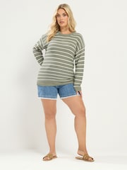 綠色 - Yours Curve Striped Jumper - 圖片 2/5