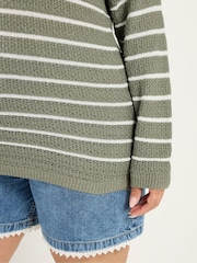 綠色 - Yours Curve Striped Jumper - 圖片 4/5
