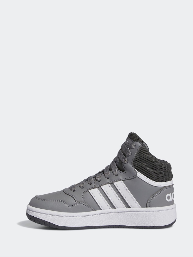 adidas Grey White Hoops Mid Shoes - Image 2 of 9