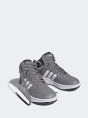 adidas Grey White Hoops Mid Shoes - Image 3 of 9