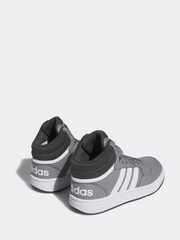 adidas Grey White Hoops Mid Shoes - Image 4 of 9