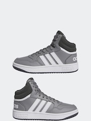 adidas Grey White Hoops Mid Shoes - Image 5 of 9