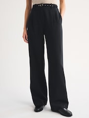 Abercrombie & Fitch Black Sloan Wide Leg Belted Trousers - Image 1 of 6