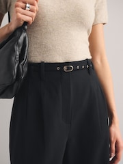 Abercrombie & Fitch Black Sloan Wide Leg Belted Trousers - Image 4 of 6