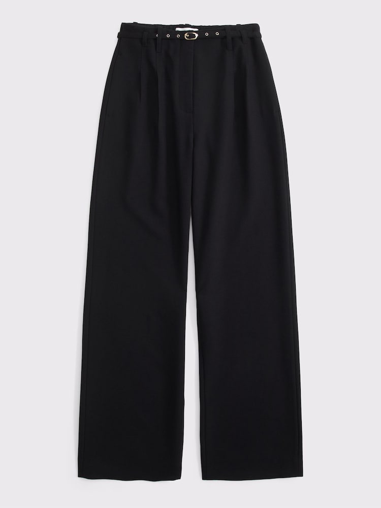 Abercrombie & Fitch Black Sloan Wide Leg Belted Trousers - Image 6 of 6 Abercrombie & Fitch Black Sloan Wide Leg Belted Trousers - Image 6 of 6